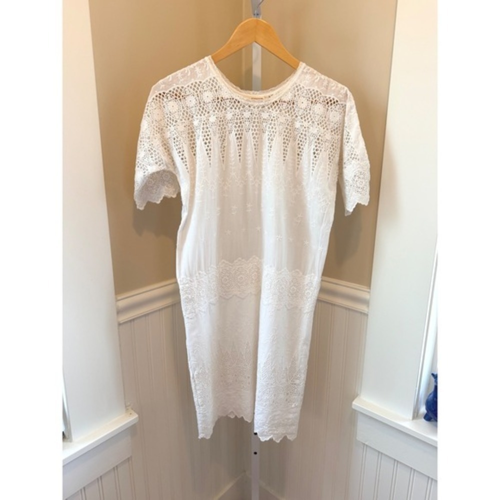 Ulla Johnson Viola White Cotton Lace Embroidered Crew Neck Mini Dress Size S 4 - Picture 2 of 16